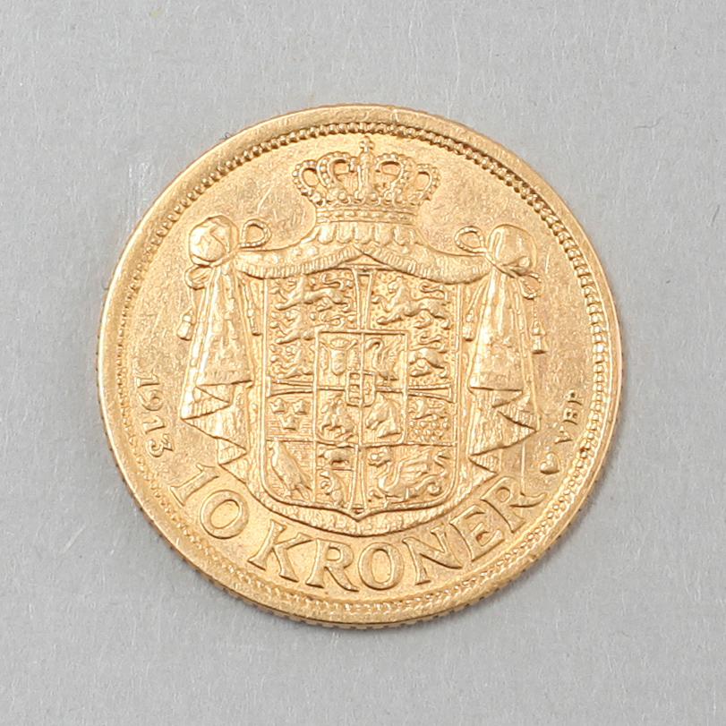 GULDMYNT, 10 kr, Christian X, Danmark, 1913. - Bukowskis