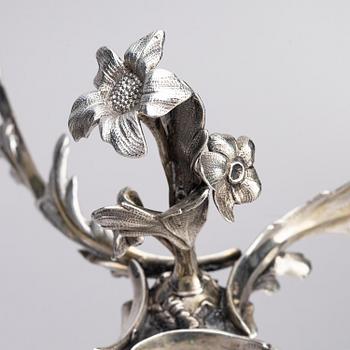 A pair of German 18th century silver candelabras, mark of C.C. Papcke, Stralsund.