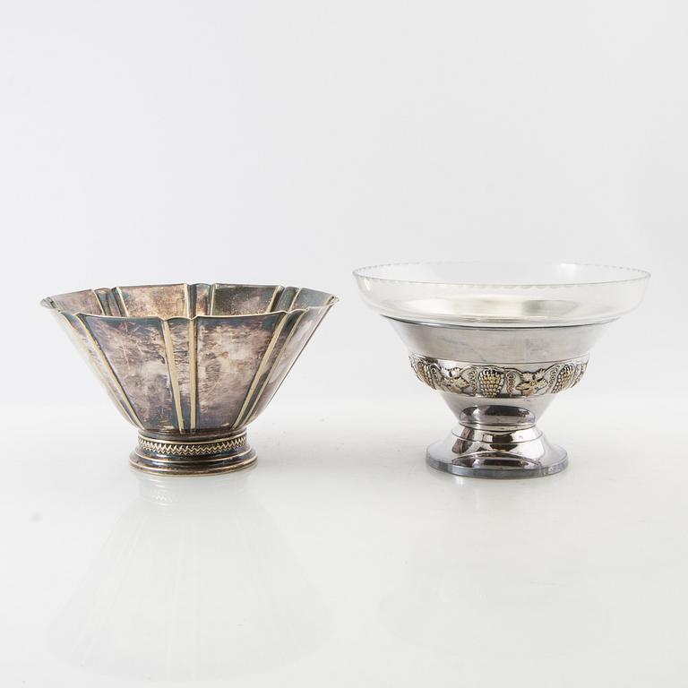 Bowls 3 pcs of silver-plated metal, first half of the 20th century.