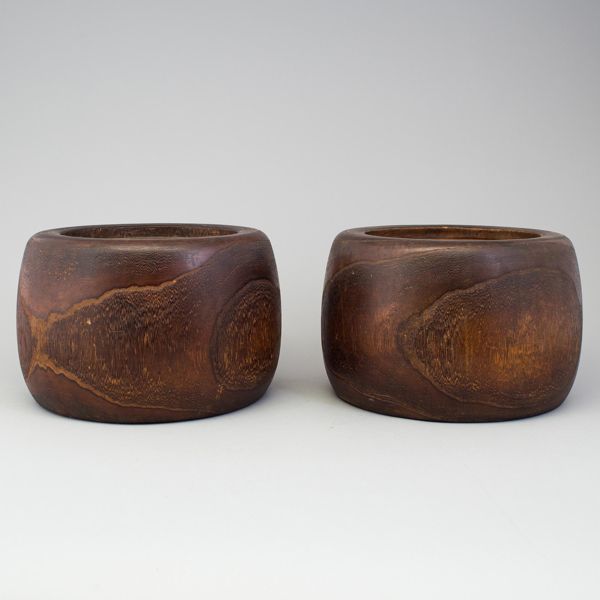 A pair of Japanese wooden flower pots, early 20th Century.