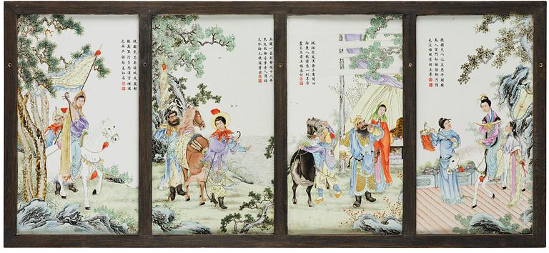 A group of four Chinese porcelain placques, Republic, early 20th century.