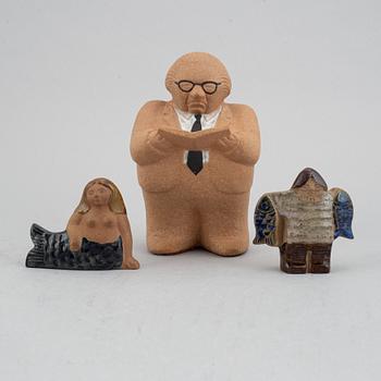 Lisa Larson, 3 pcs stoneware figurines, Gustavsberg.