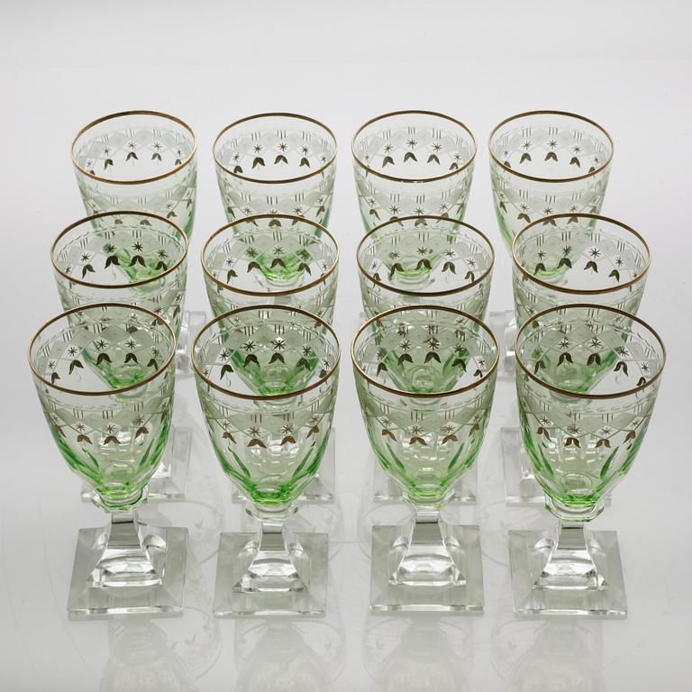 A set of 12 wine glasses, 'Junior', Kosta, second quarter of the 20th century.