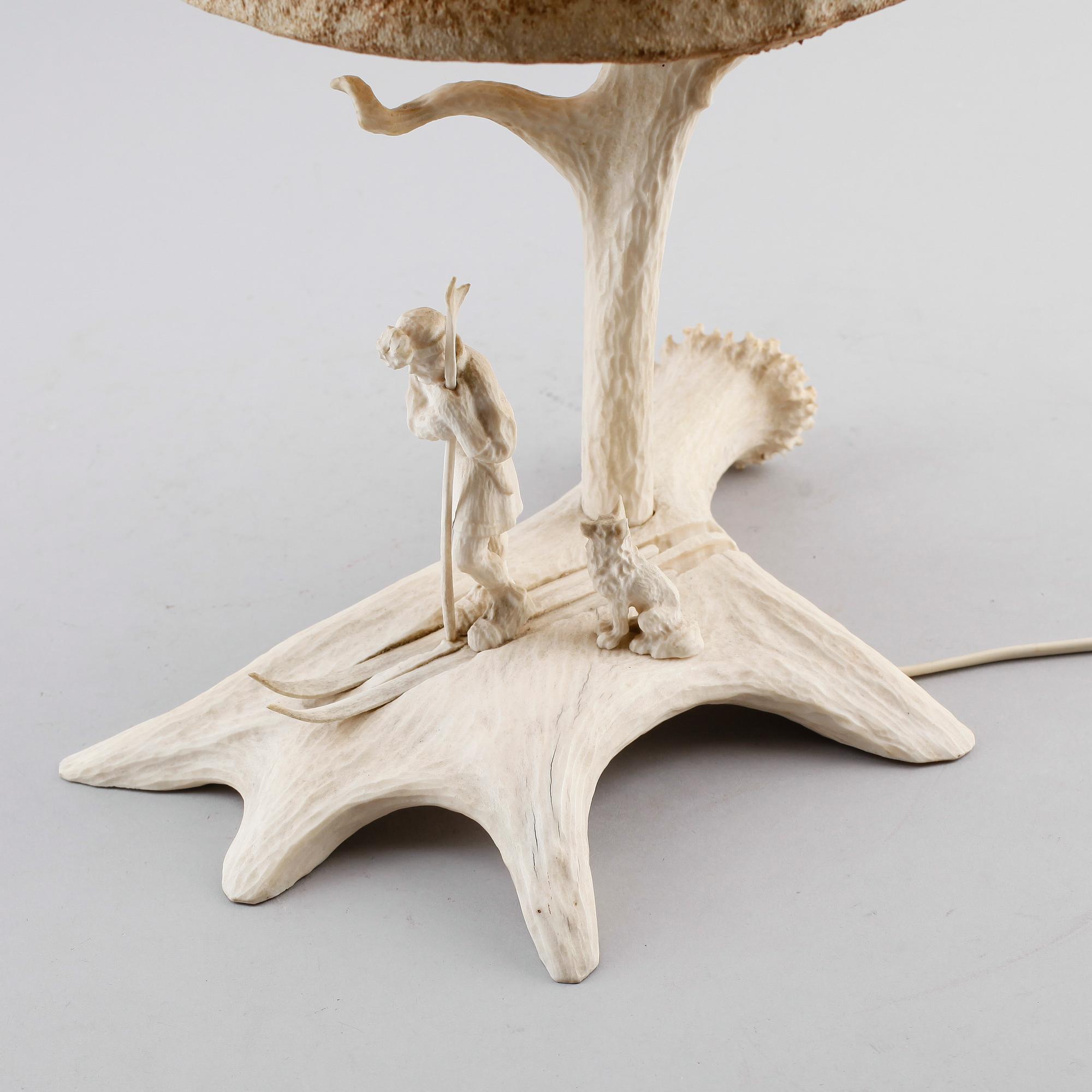 BORDSLAMPA, renhorn, KS 48, 1900-talets mitt.
