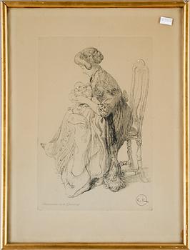 Carl Larsson · CARL LARSSON, etsning, plåtsign.