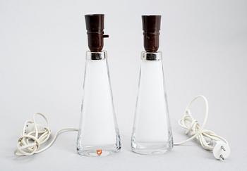 BORDSLAMPOR, 1 par, glas, Carl Fagerlund, Orrefors, RD 1566.