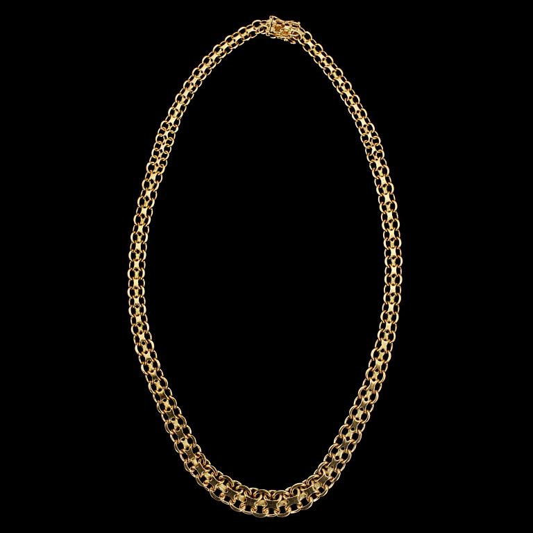 HALSBAND, 18 k guld, GK, Golde Kaplan, Stockholm, 1968. Vikt 33 g.