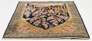 A semi-antique silk Ghom rug, central Iran, c. 32 x 23 in.