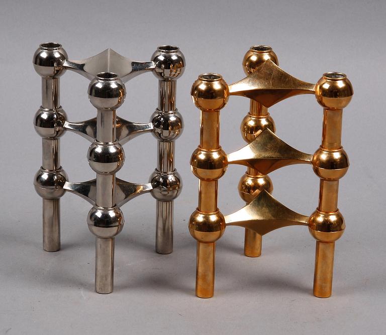 LJUSSTAKSMODULER, 6 st, mässing och vitmetall, Ceasar Stoffi, Nagel, Västtyskland, 1960-tal.