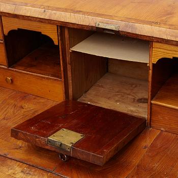 A Gustavian elm-veneered secretaire, late 18th century.