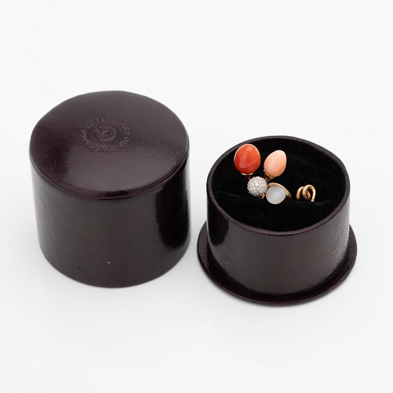 Ole Lynggaard, Pendant, 18K rose gold with red and pink coral, white moonstone and brilliant-cut diamonds, designed by Charlotte Lynggaard.