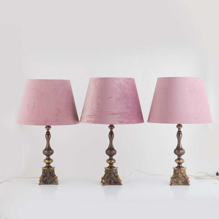 A set of three table lamps, Reijmyre Armaturfabrik, 1950's/60's.