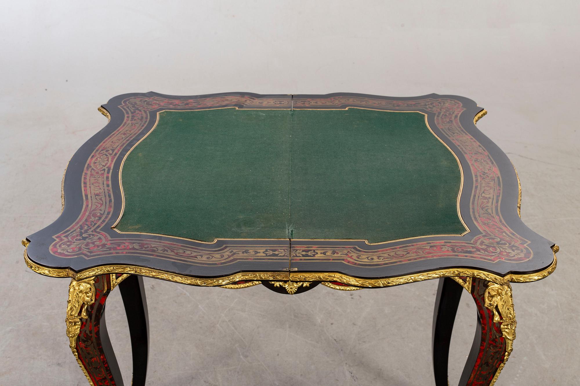 A late 20th century card table in Boulle-style.