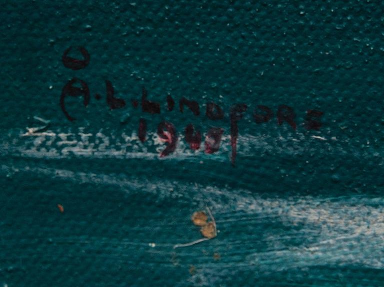 TUNTEMATON TAITEILIJA, öljy kankaalle, pingotettu levylle, signeerattu Å.L.Lindfors ja päivätty 1945.