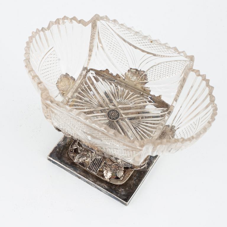 Johann Bernhard Breymann, a silver and glass bowl, Dresden, mid 19th century.