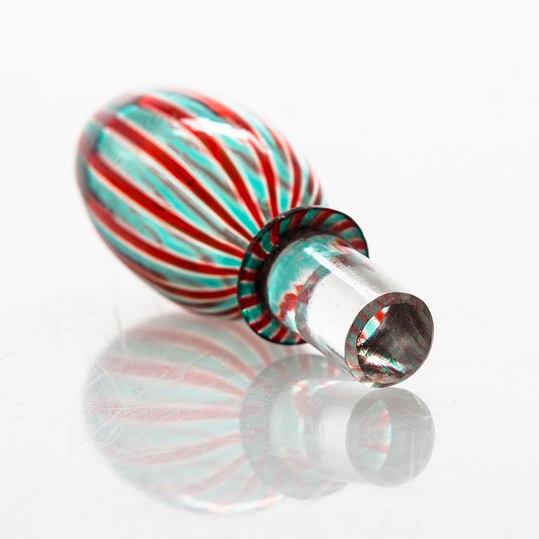 Paolo Venini, A canne bottle with stopper, labeled Venini No. 4479, Murano, Italy, 1950s.