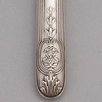 A set of twelve French silver lobster cutlery, 19th century.