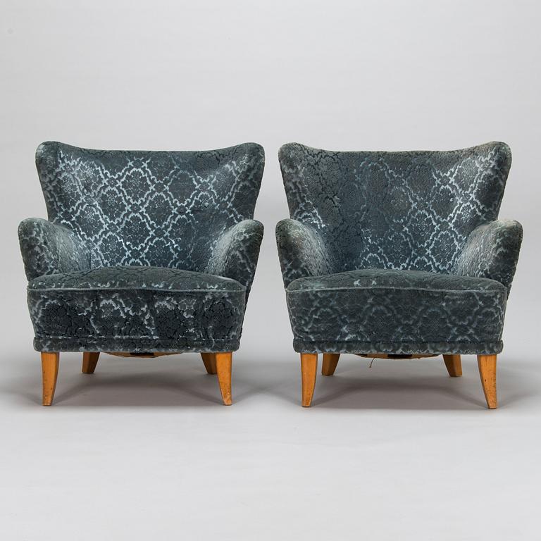 Ilmari Lappalainen, a pair of 1950's 'Laila' armchairs for Asko, Finland.