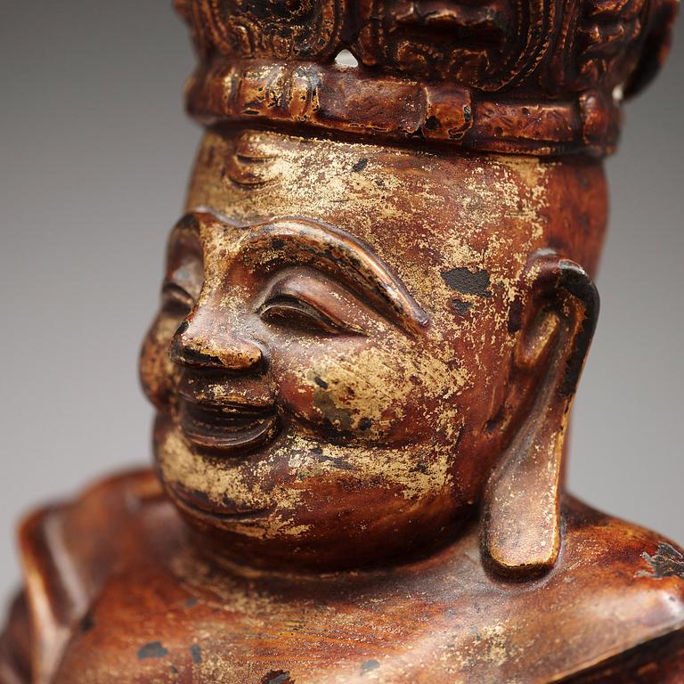 A large seated bronze figure of budhai, Ming dynasty (1368-1644).