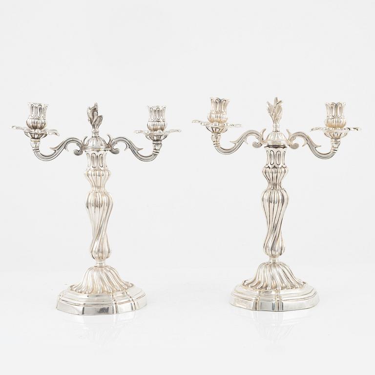 A pair of silverplated candelabras, Louis XV, 18th Century.