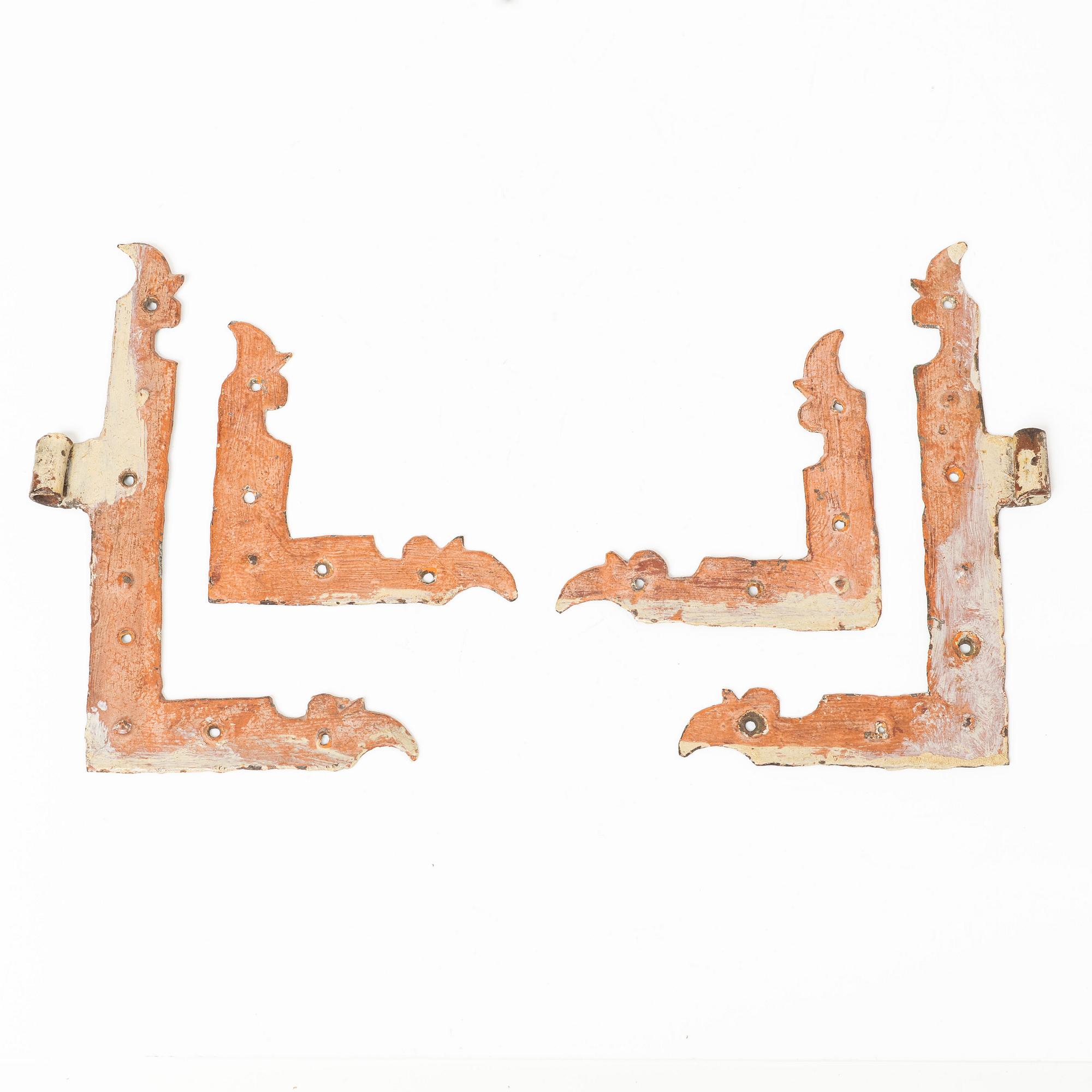 A set of four wrought-iron mounts, Sweden, 18th century.