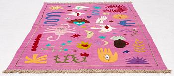 Matta, handbroderad Kelim, Ca 184 x 122 cm.