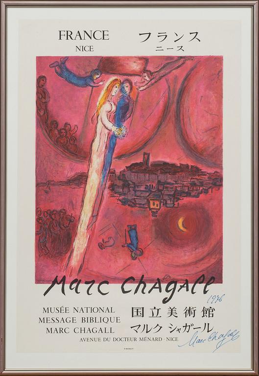 MARC CHAGALL, efter, färglitografisk affisch, signerad och daterad 1976,