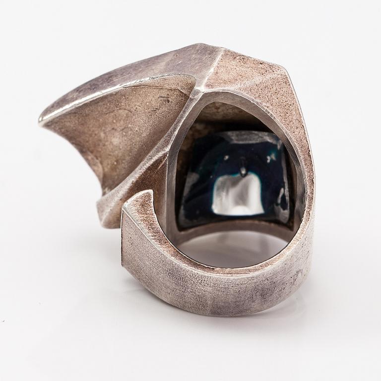 Björn Weckström, "Creature's eye", a sterling silver and acrylic ring. Lapponia 1973.