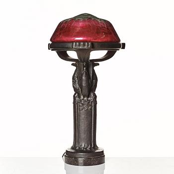 Emy Wahlström, an Art Nouveau bronze table lamp, Herman Bergman, Stockholm, early 1900's.