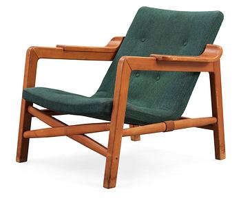 A Tove & Edvard Kindt-Larsen stained beech 'Fireplace Chair' by Gustav Berthelsen & Co, Denmark,