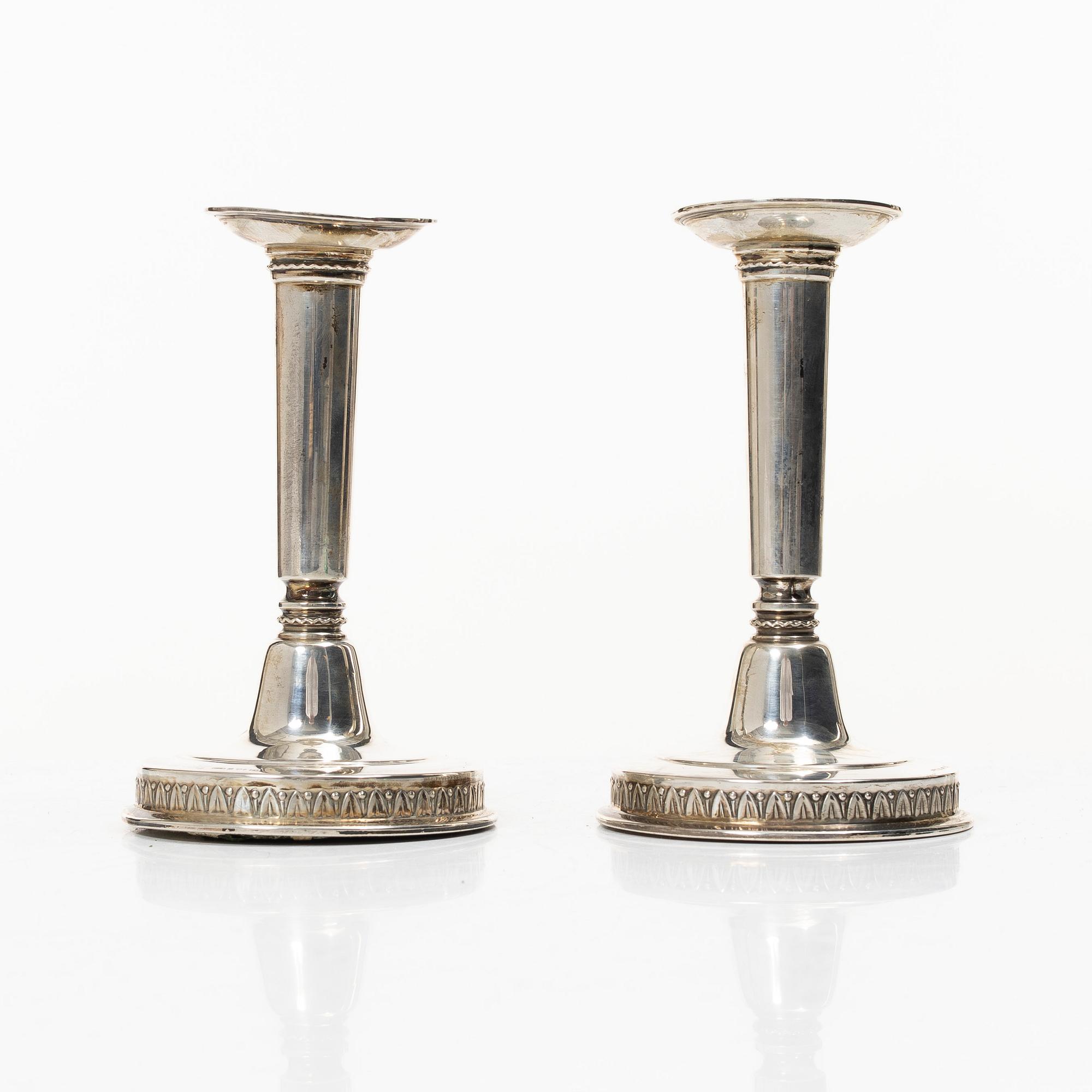 Markströms Guldsmeds Ab, Candelsticks, a pair, silver, Uppsala 1958.