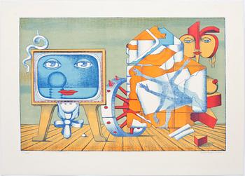 GRAFIKMAPP, "Halmstadgruppen 45 år". 6 st litografier, signerade, numrerade 324/350.