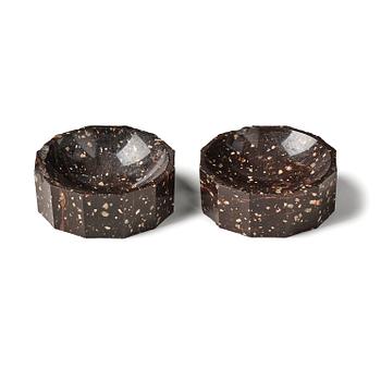 A pair of Swedish porphyry salts, early 19th century.