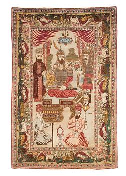 1258. SEMI-ANTIQUE TABRIZ FIGURAL. 203,5 X 143,5 cm.