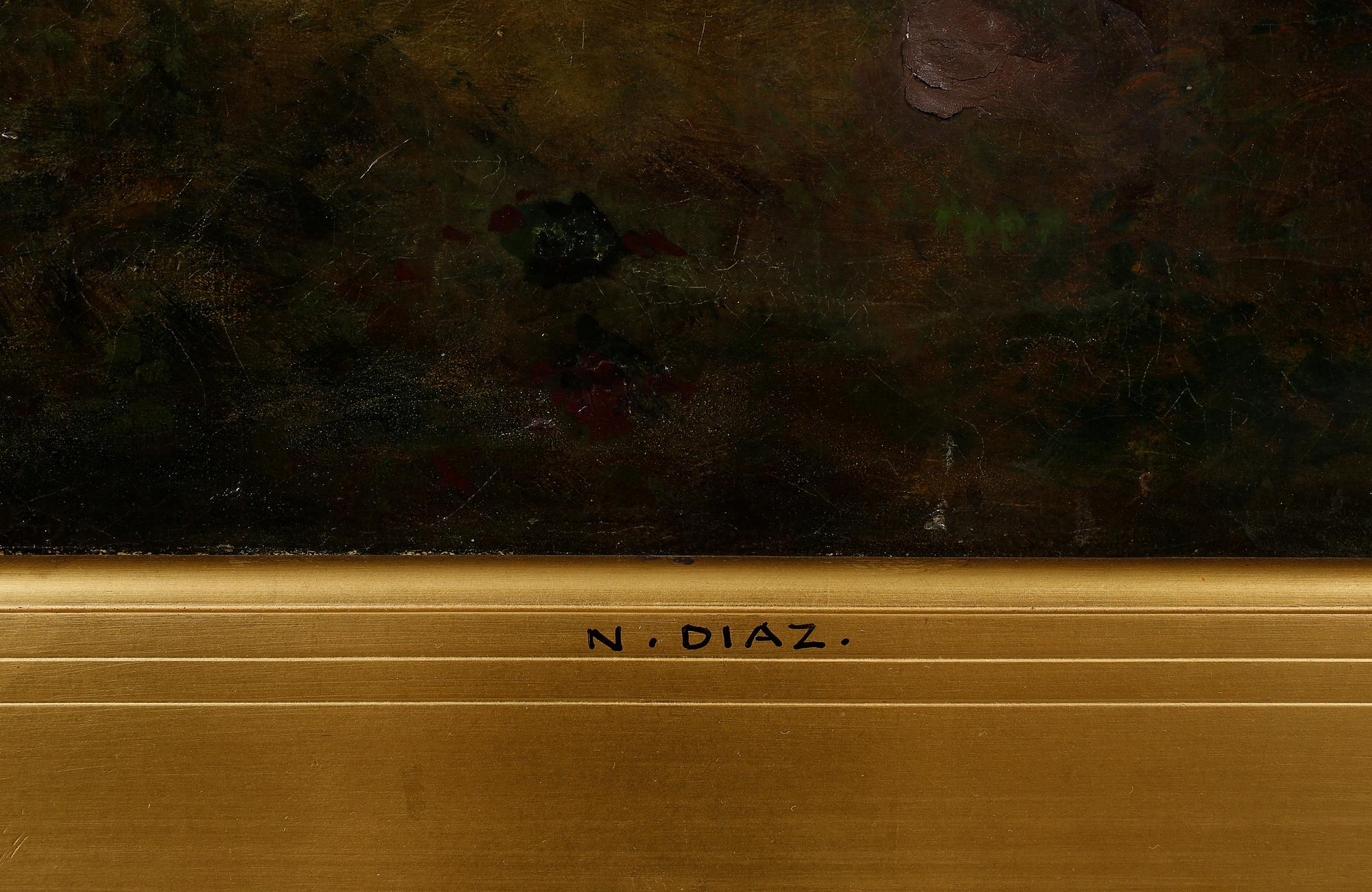 OKÄND KONSTNÄR, olja på duk, signerad N Diaz, möjligen Narcisse Diaz, 1800-tal.