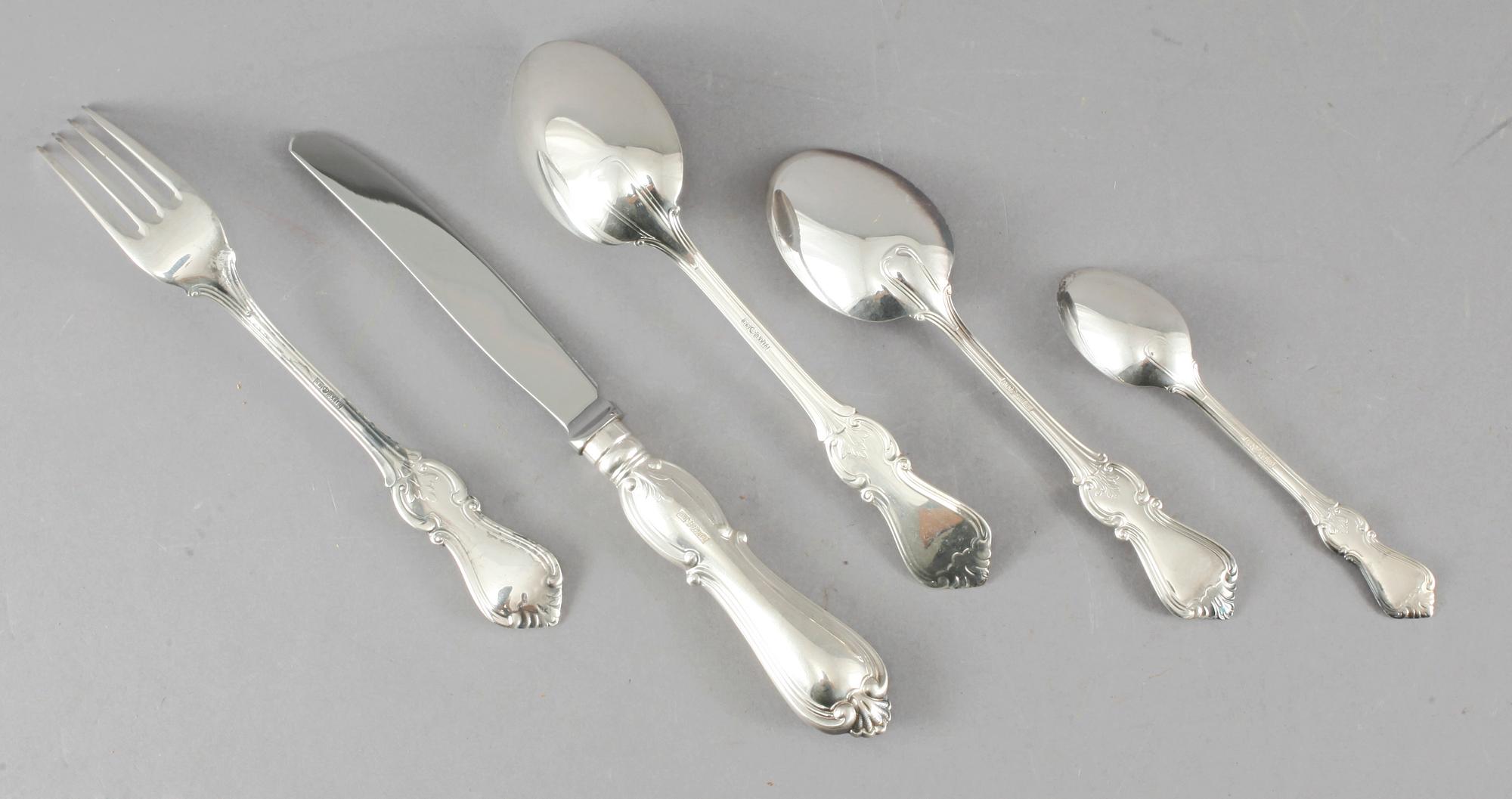 BESTICKSERVIS, 60 delar, "Olga", silver, Sverige, 1900-tal, vikt 2546 g.