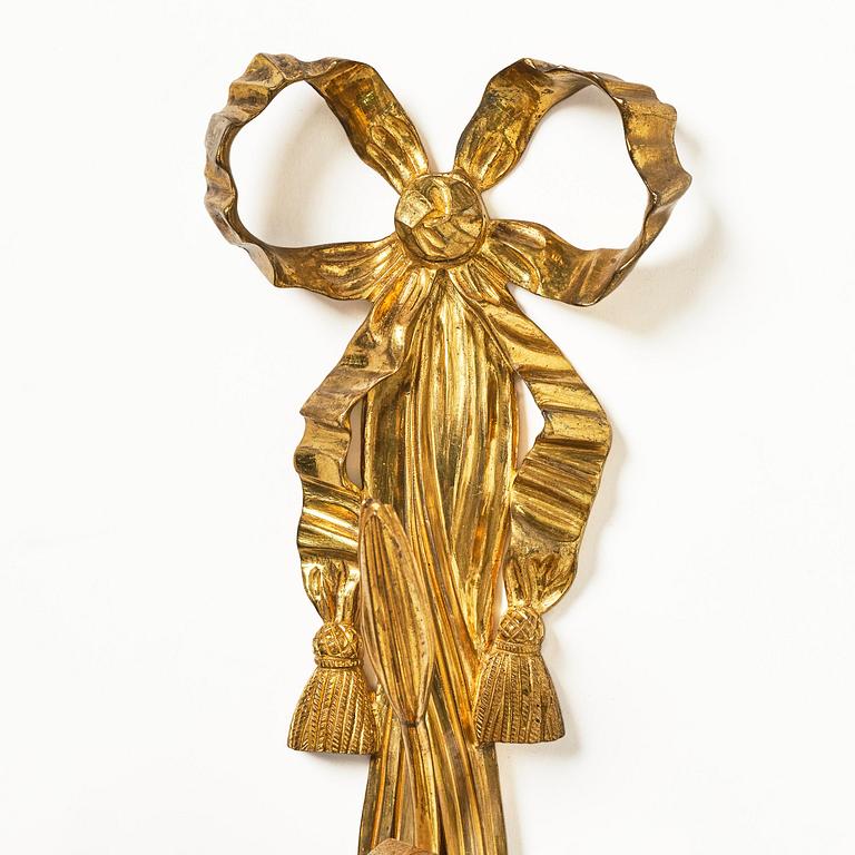 A pair of gilt bronze two-branch appliques after F. L. Rung, late 19th century,