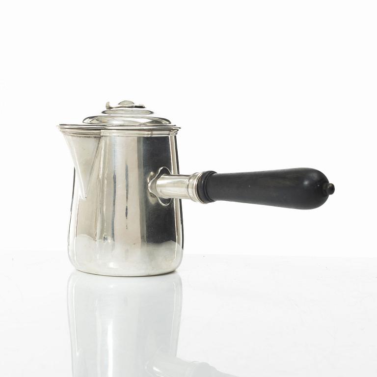 A silver chocolate pot, marks of Abraham IV Drentwett, Augsburg 1757-1759.