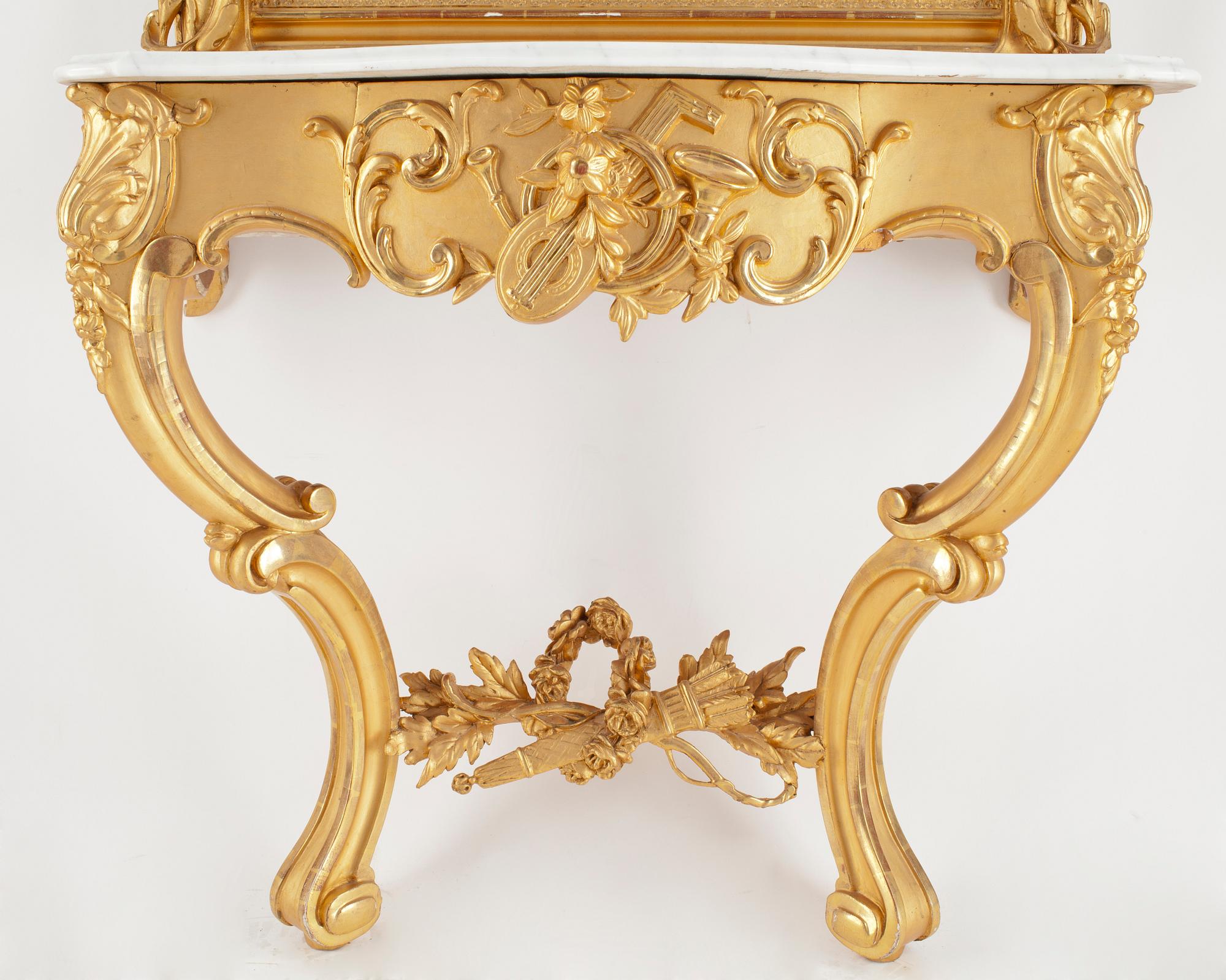 SPEGLAR MED KONSOLBORD, ett par, nyrokoko, 1800-talets andra hälft.