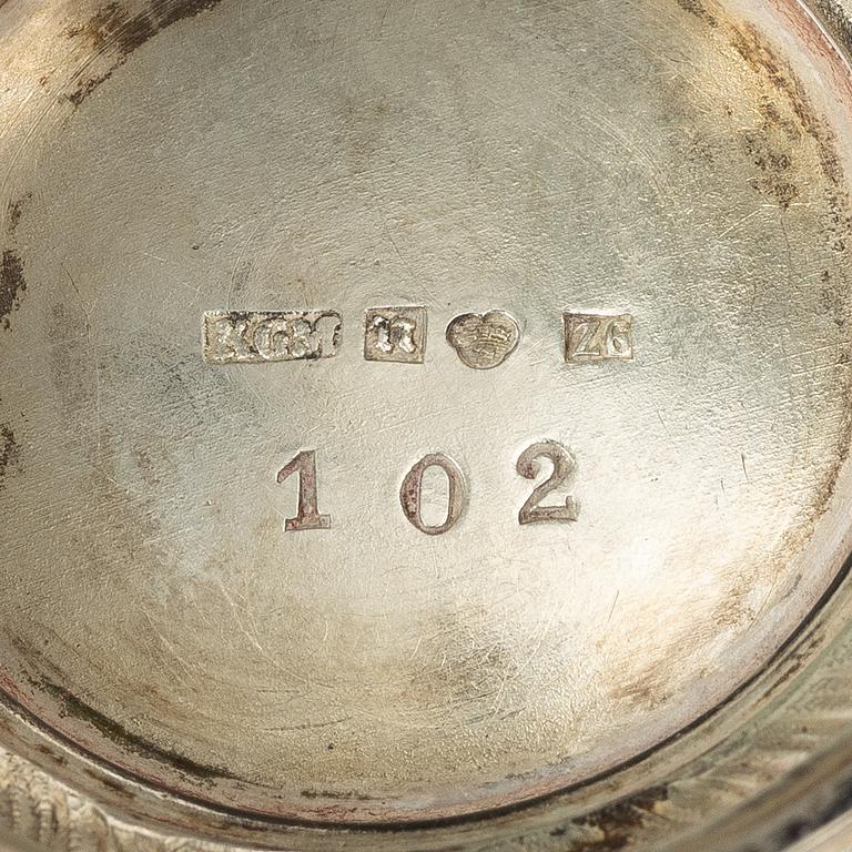 Ten Swedish silver beakers, mark of KG Markströms, Uppsala 1901-1908.