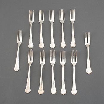 A set of 24 (12+12) fruit-cutlery, marked T.E., Stockholm 1927.