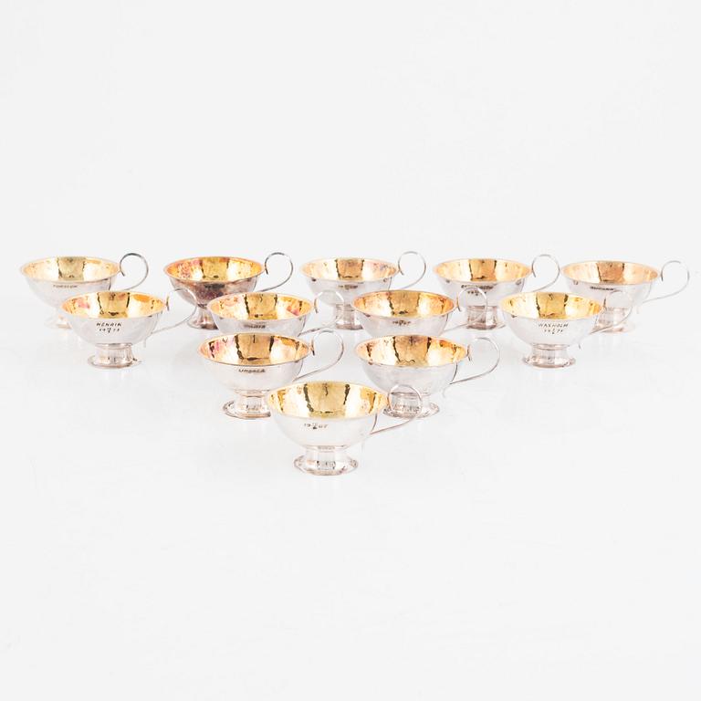 Punchmuggar, 12 st, silver, GAB, Stockholm 1966-67.