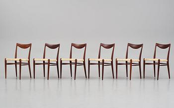 Adolf Relling Sigurd Resell, a set of six teak 'Bambi 61/2' chairs,  Gustav Bahus Eftf, Norway 1950s-60s.
