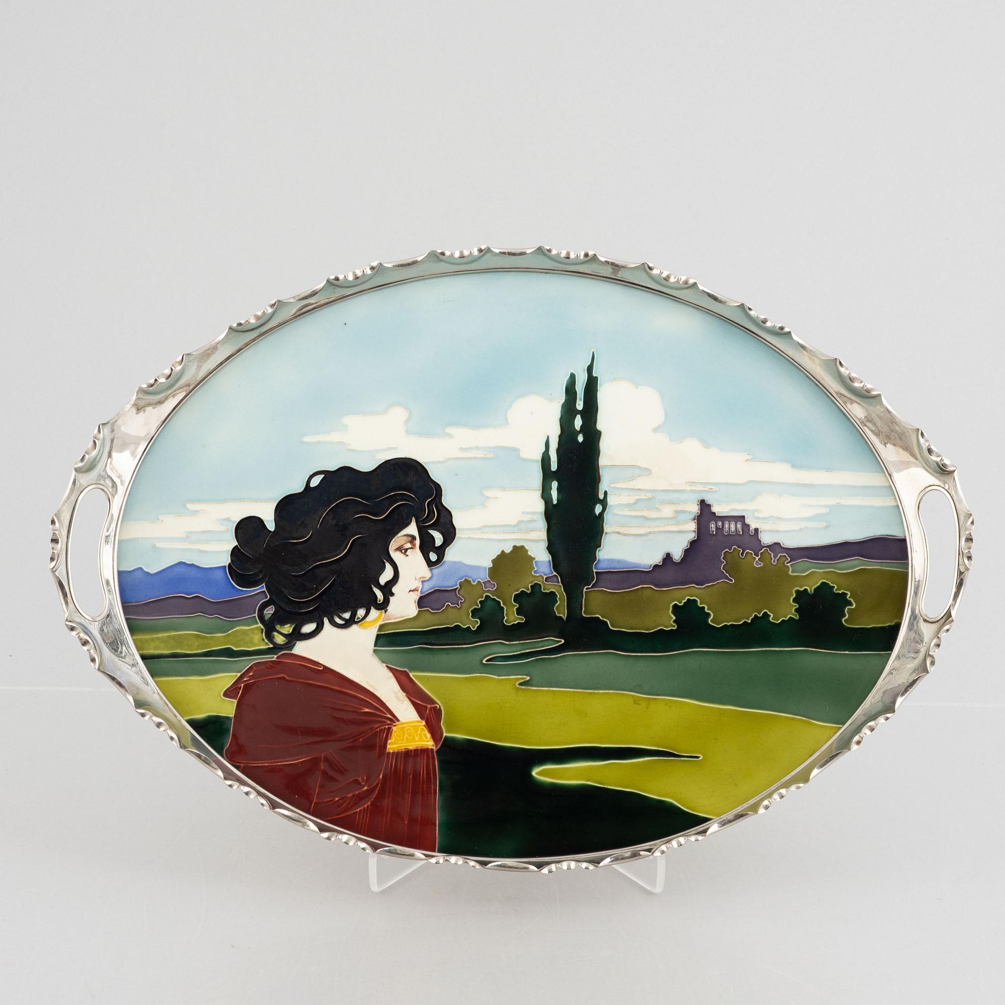 Carl Sigmund Luber, an Art Nouveau tray, Johann Von Schwarz, early 20th Century.