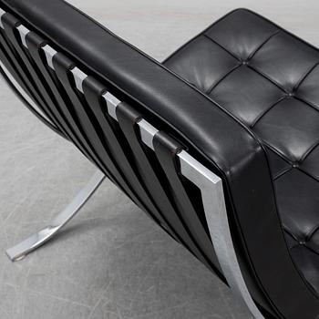 LUDWIG MIES VAN DER ROHE, a 'Barcelona' black leather lounge chair, Knoll Studio.