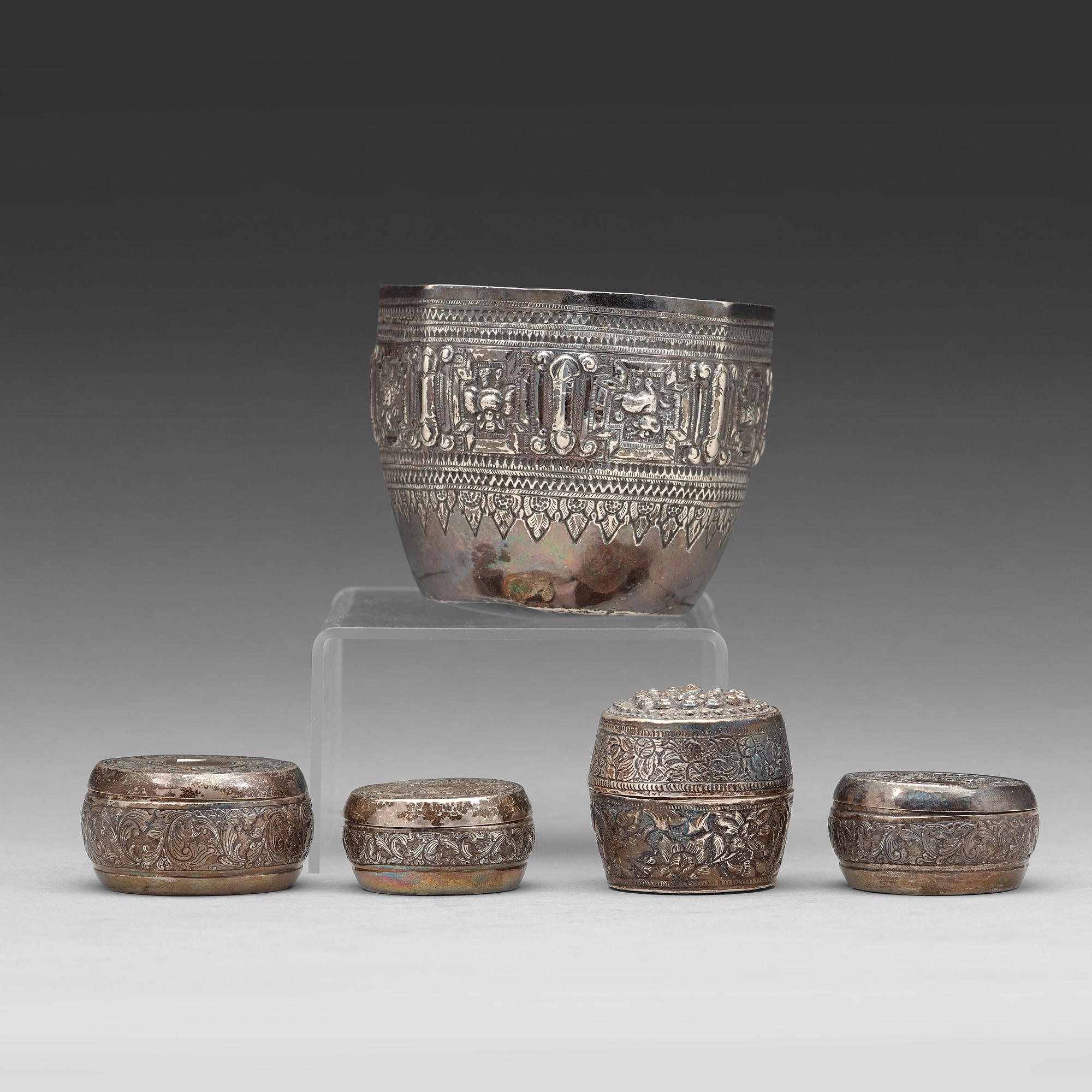 A group of Thai silver, circa 1900.