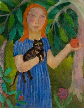 Helga Henschen, Girl with cat and an apple.