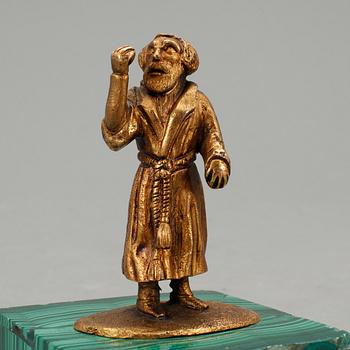 FIGURINER, 2 st, brons, malakit, Ryssland 1800/1900-tal.