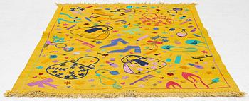 Matta, handbroderad Kelim, ca 176 x 121 cm.