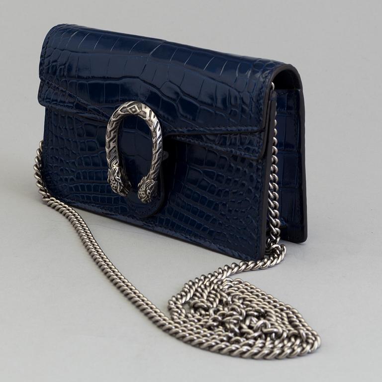 A blue crocodile limited edition  "Dionysus" handbag/evening bag by Gucci.